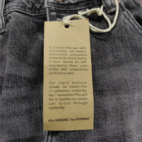 Anom Denim Hate Me Slim Fit Jeans Mens 32 Gray Wash Distressed Button Fly Street - Picture 9 of 10